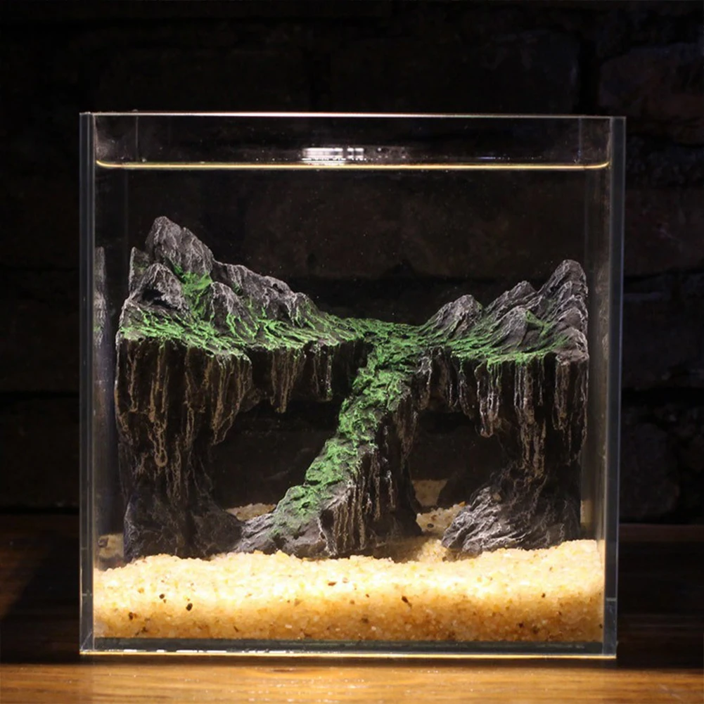 Aquarium Decorations Small Fish Tank Reptiles Terrarium Decor Resin Betta Fish Toys Hideout Cichlid Cave Hide House Landscaping