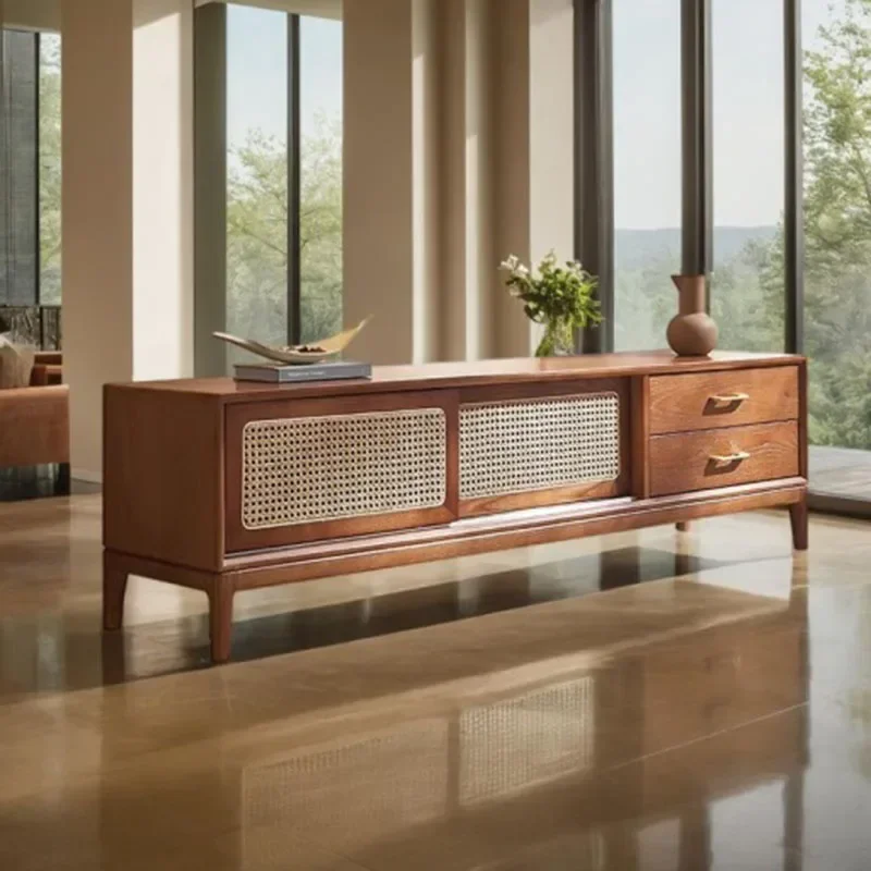 

Rattan Wooden Tv Table Living Room Luxury Stand Television Cabinet Entertainment Unit Monitor Cradle Stands Tv Meuble Furniture