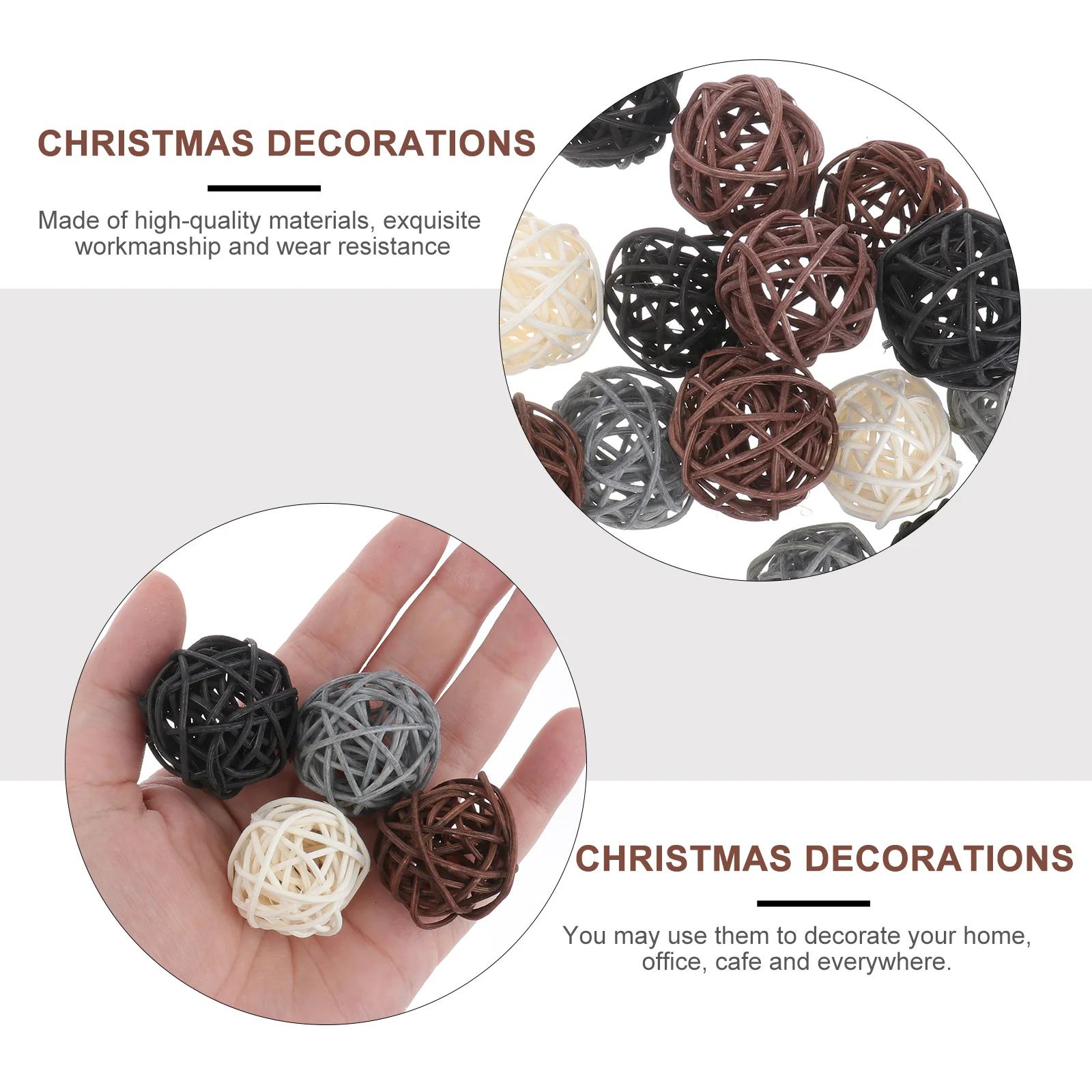 

20 Pcs Christmas Vine Balls Adorable Premium Ornaments Hanging Wall Door Window Tree Decor Festive Holiday Gifts