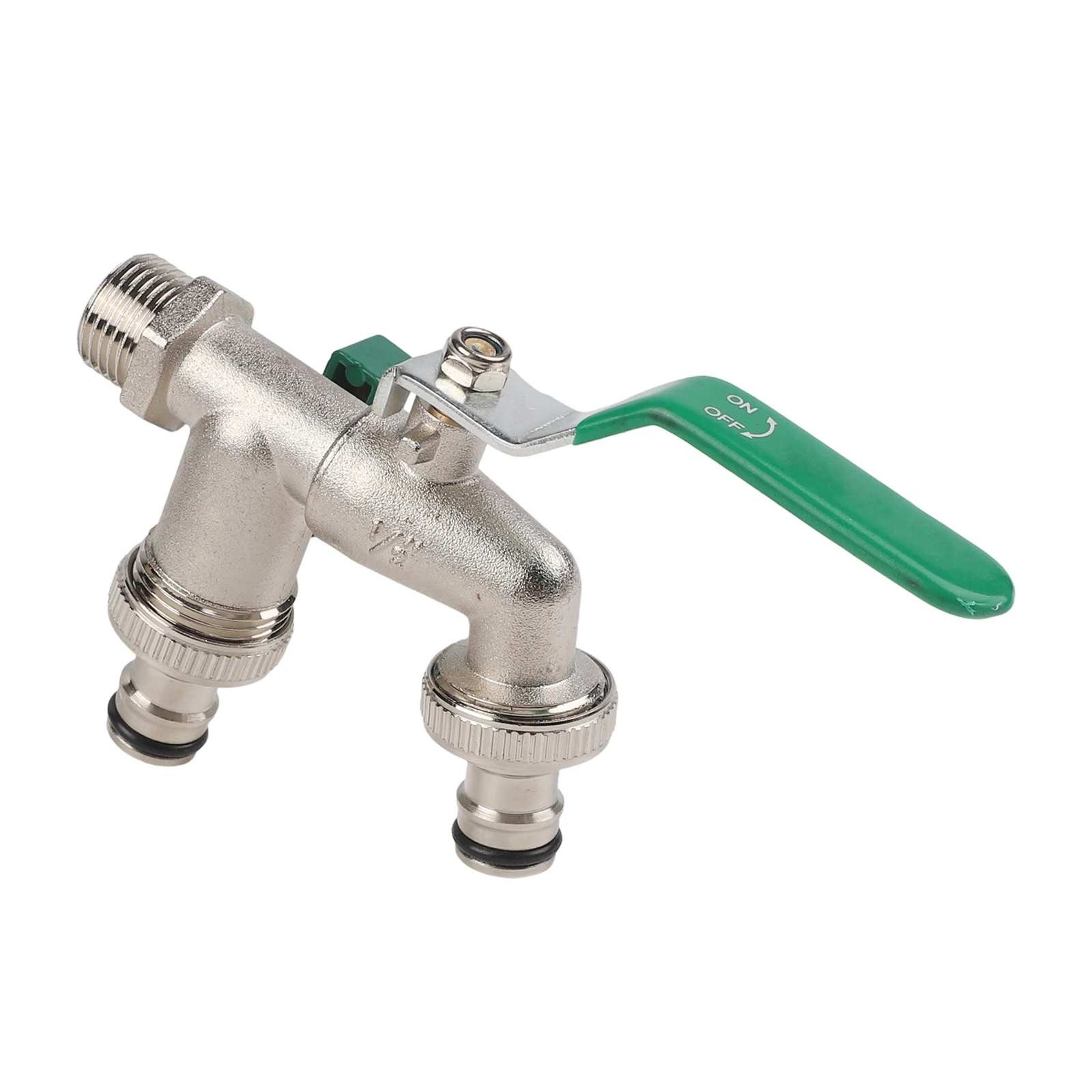 1 Set Double-Water Tap Horticultural Irrigation Copper Water Nozzle One Inlet And Two Outlets-Double Nipple Faucet Tool Parts