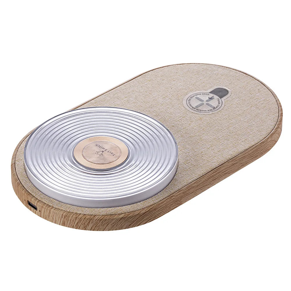

Phone Accessories 15W Wooden Material Charger Universal Wireless Fast Charger with Led Light Lamp