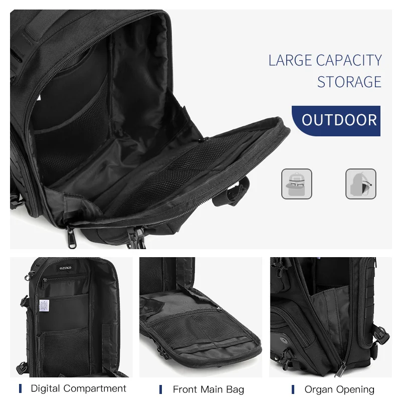 OZUKO Large Capacity Men Chest Bag Waterproof Shoulder Bags for Male Outdoor Sports Crossbody Bag Quality Man Messenger Bag