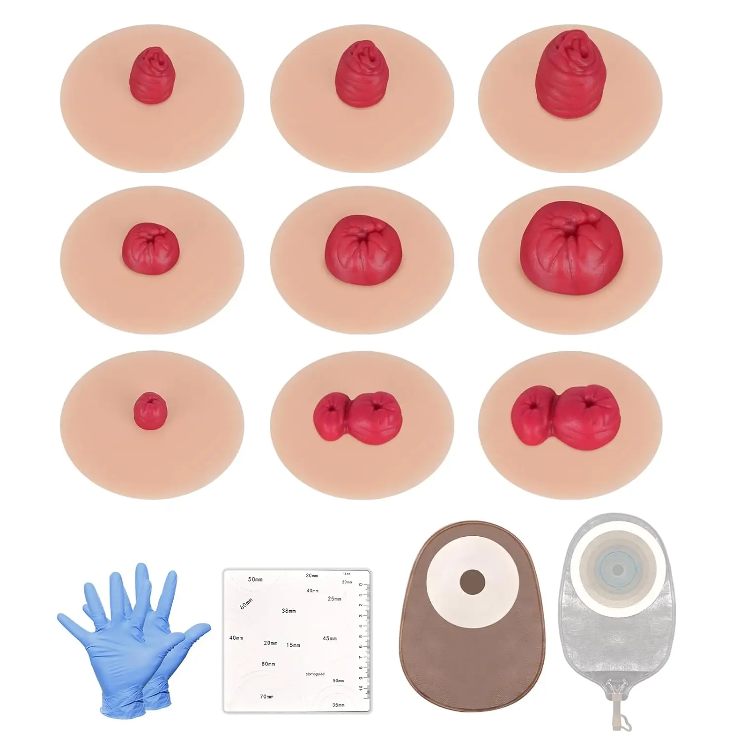 Sticky Ostomy Simulators Stoma Training Model Set 9 styles Stomy Care Practice Models for Medical Training and Patient Education