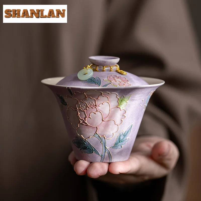 

140 мл ручная роспись пион Gaiwan Boutique чайная варенька чайная миска с крышкой комплект чайник крышка чаша набор принадлежностей украшения ремесло