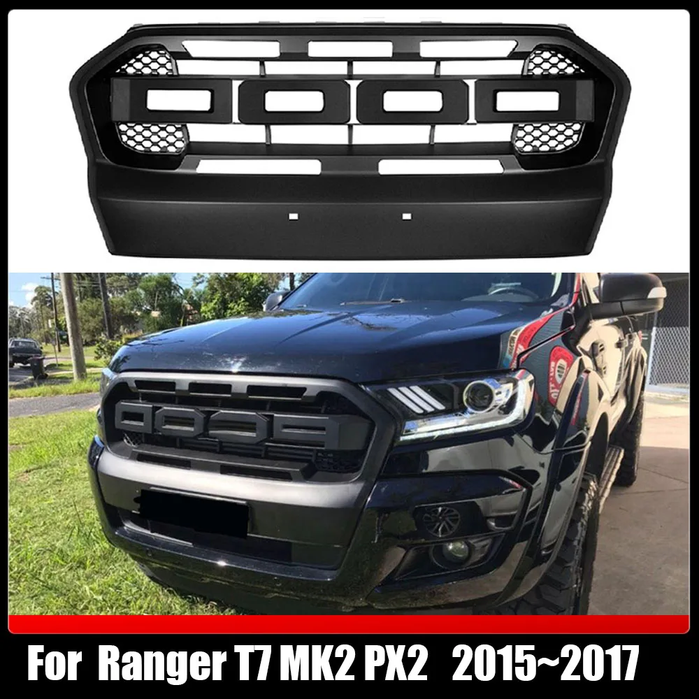 Car Modified Grills Pickup 4x4 Accessories Raptor Grille Mask Front Bumper Mesh Grill For Ranger T7 MK2 PX2 2015~2017