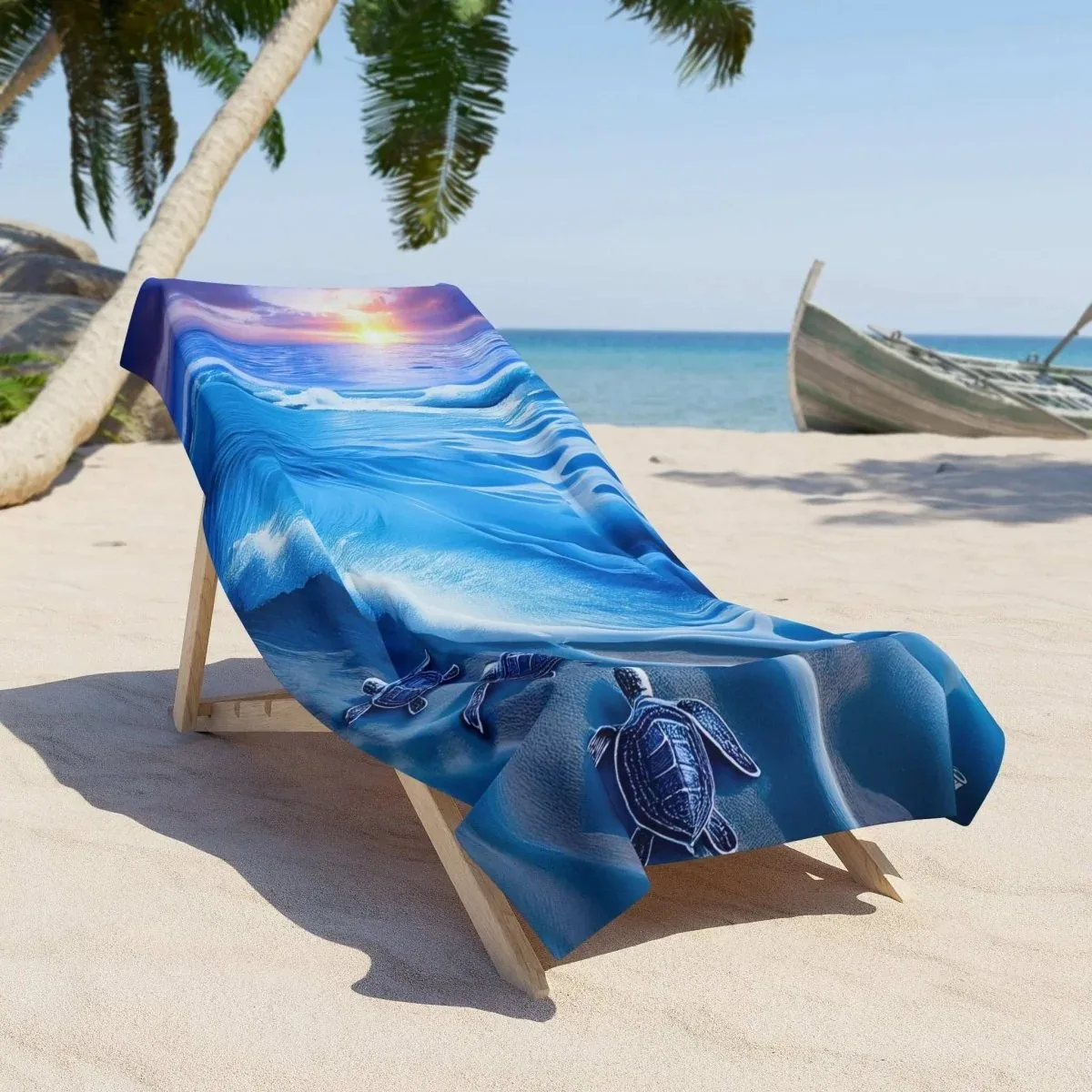 Toalha de Praia Sunset Ocean com Estampa de Tartarugas, Microfibra de Secagem Rápida para Camping e Escapadas Românticas na Praia