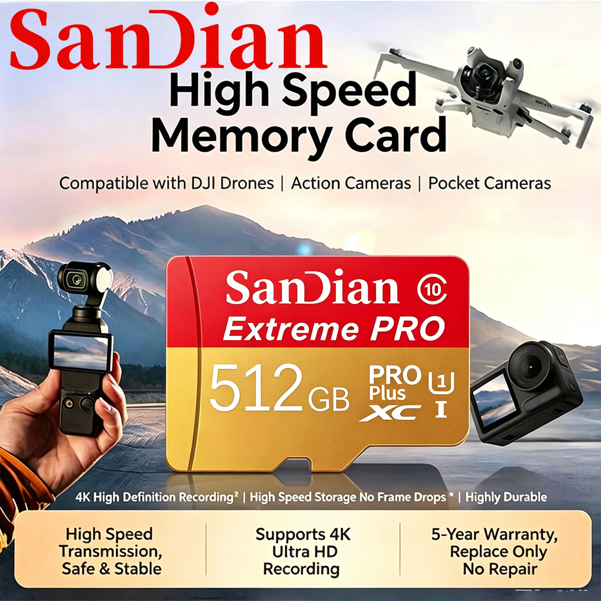 Top SD Cards 32GB 64GB 256GB 512GB Memory Card Micro TF SD Card TF Cards U1 for CCTV/Smart TV/Router/MP3 Player/Baby Monitor