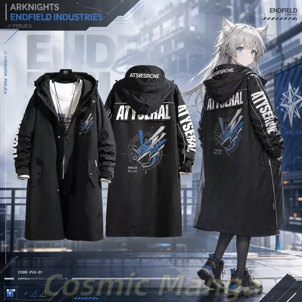 Role Play Game Arknights Perlica Cosplay Long Trench Coat Jacket Fashion Casual Cool Windbreaker Clothing Halloween Gift