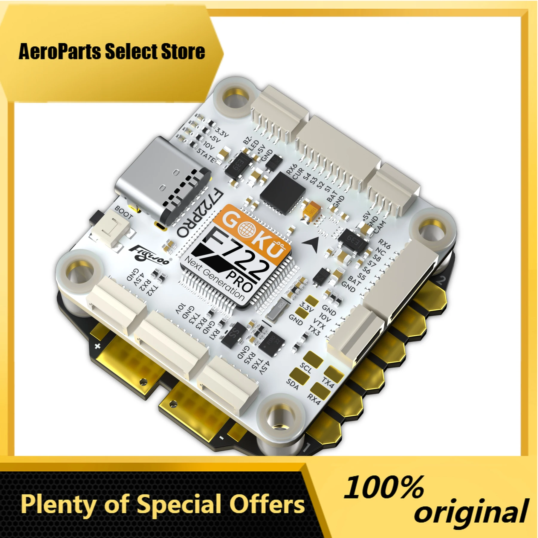 AeroPartsFlyWoo GOKU F722 Pro V2 55A 32Bit 128K 30X30 Stack Plug&Play for O4 / O4 Pro