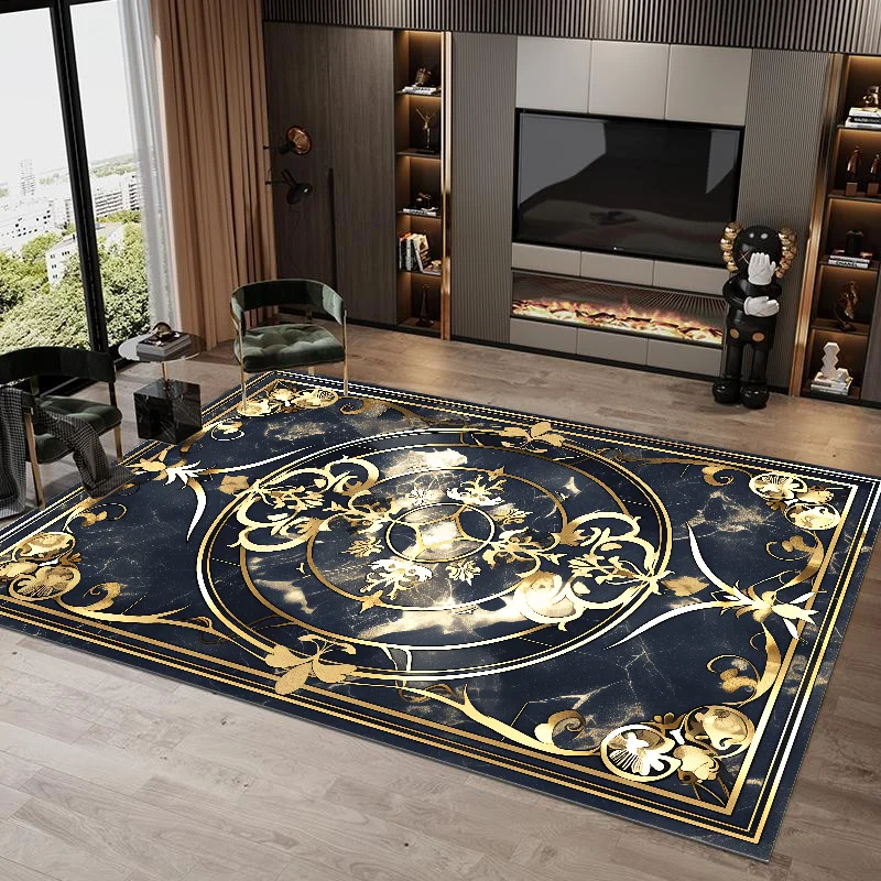 Luxury Gold Carpets Living Room European Retro Decoration Rug Hall Sofa Chair Area Mat Rooms Bedroom Lounge Carpet tapis 러그 카페트