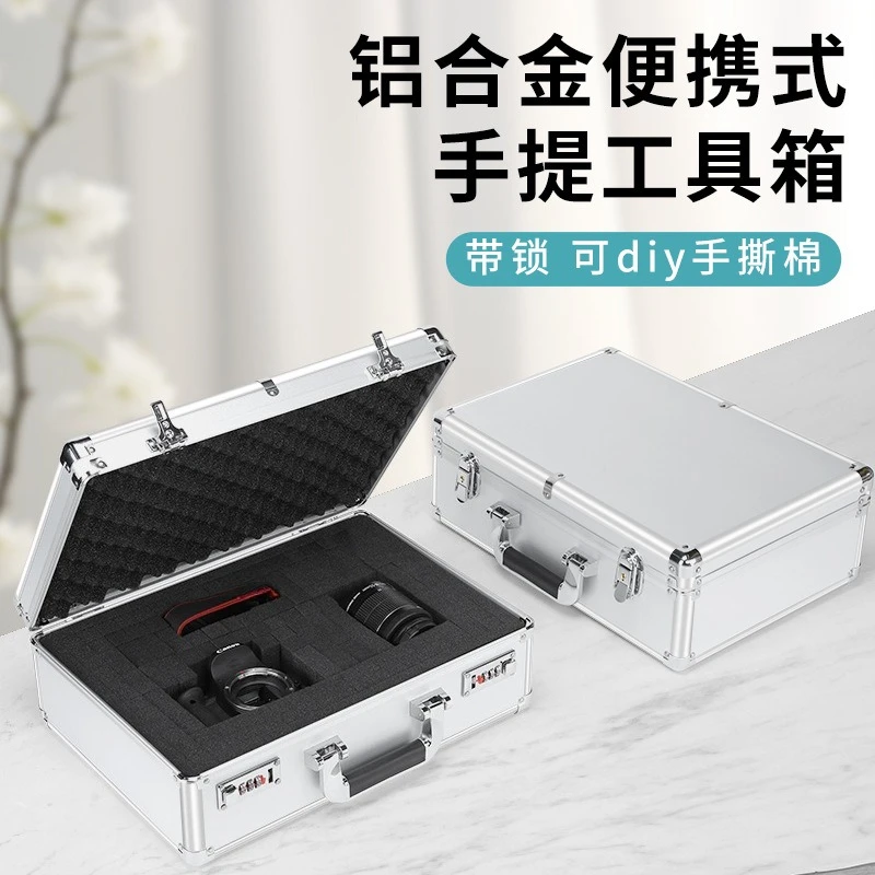 

Ящик для инструментов из алюминиевого сплава с поролоновым наполнителем, безопасный контейнер для хранения, прочный кейс. Товар в наличии.