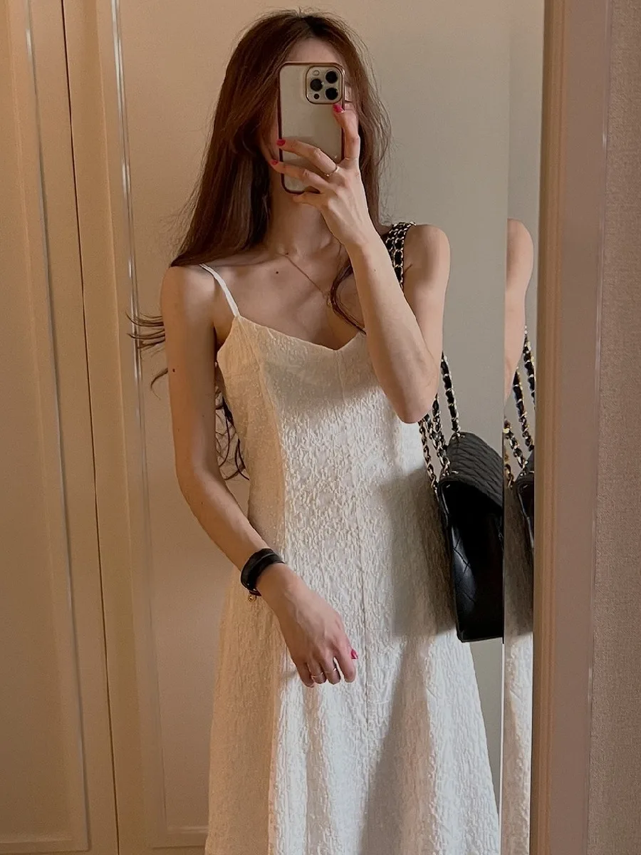 Ele Summer New Sle Small V-ne Embroidered Floral Lace Trim Dr Women's Svel Heavy Embroidery Strap Dr