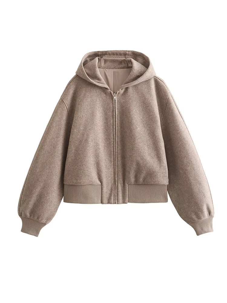 

European style new women's fashion versatile temperament simple solid color soft short pilot jacket