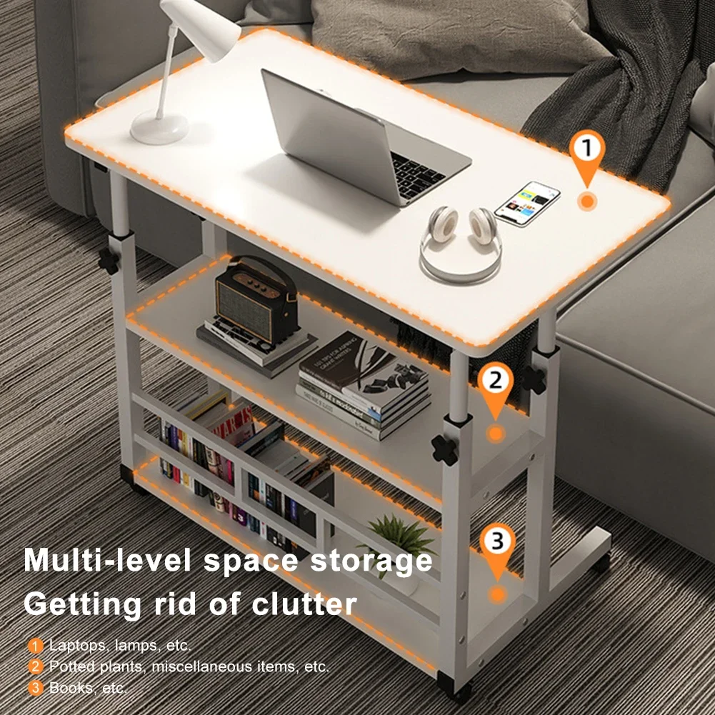 Multi-Layer Standing Desk Height Adjustable Wooden Computer Desk Workstation Work Table Bedside Table for Home Office