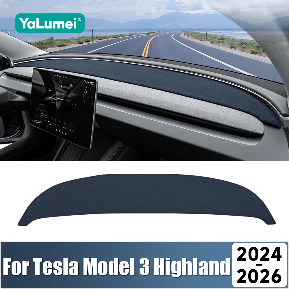 

For Tesla Model 3 Highland 2024 2025 2026 Car Dashboard Cover Instrument Desk Sun Shade Pad Anti-UV Carpet Mat Accessories
