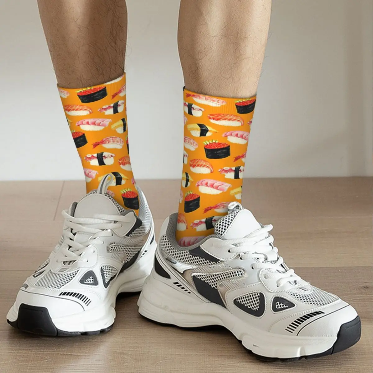 Chaussettes pour adultes Orange motif Sushi Nigiri, chaussettes unisexes, chaussettes pour hommes et femmes