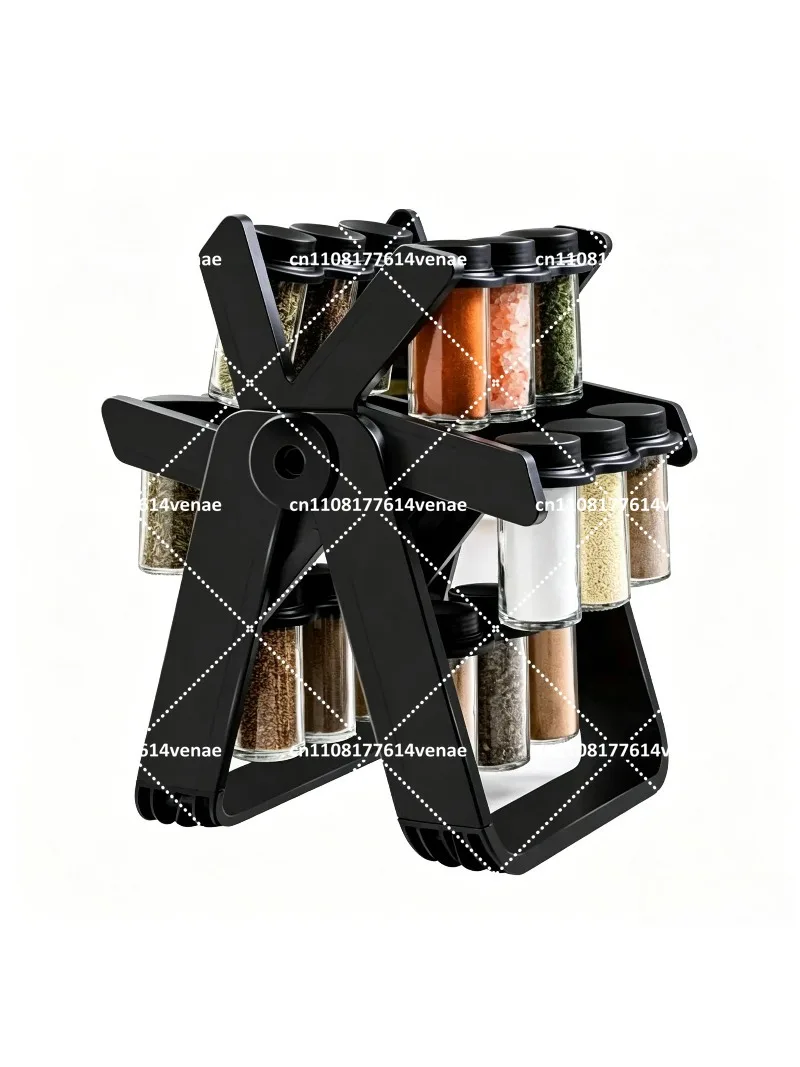360° Rotating Ferris Wheel Spice Rack, Sealed Moisture-Proof Kitchen Organizer for Seasoning Jars & Bottles