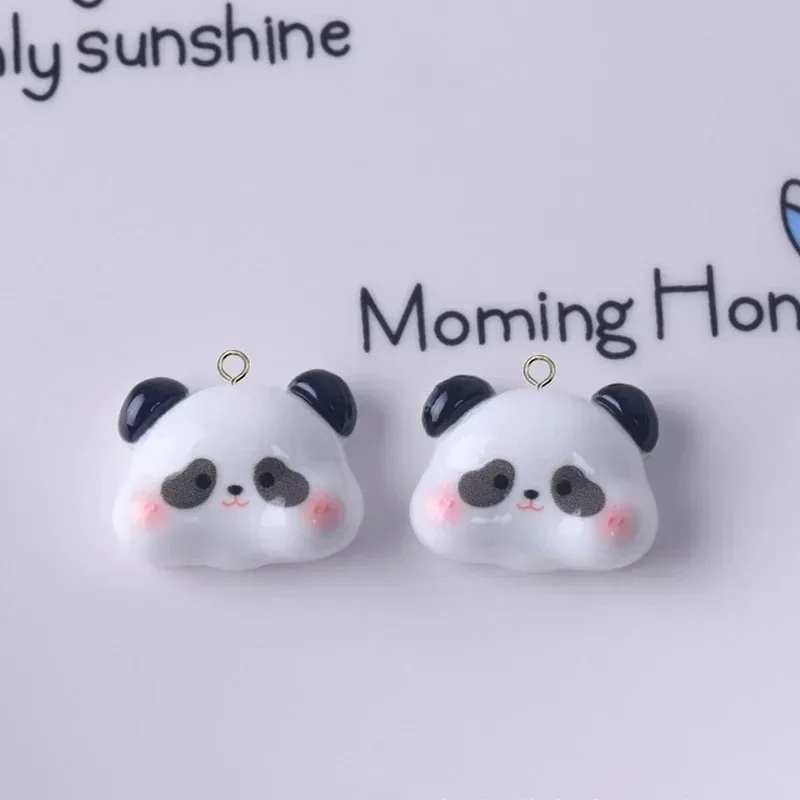 10Pcs Glossy Panda Resin Charms for DIY Craft