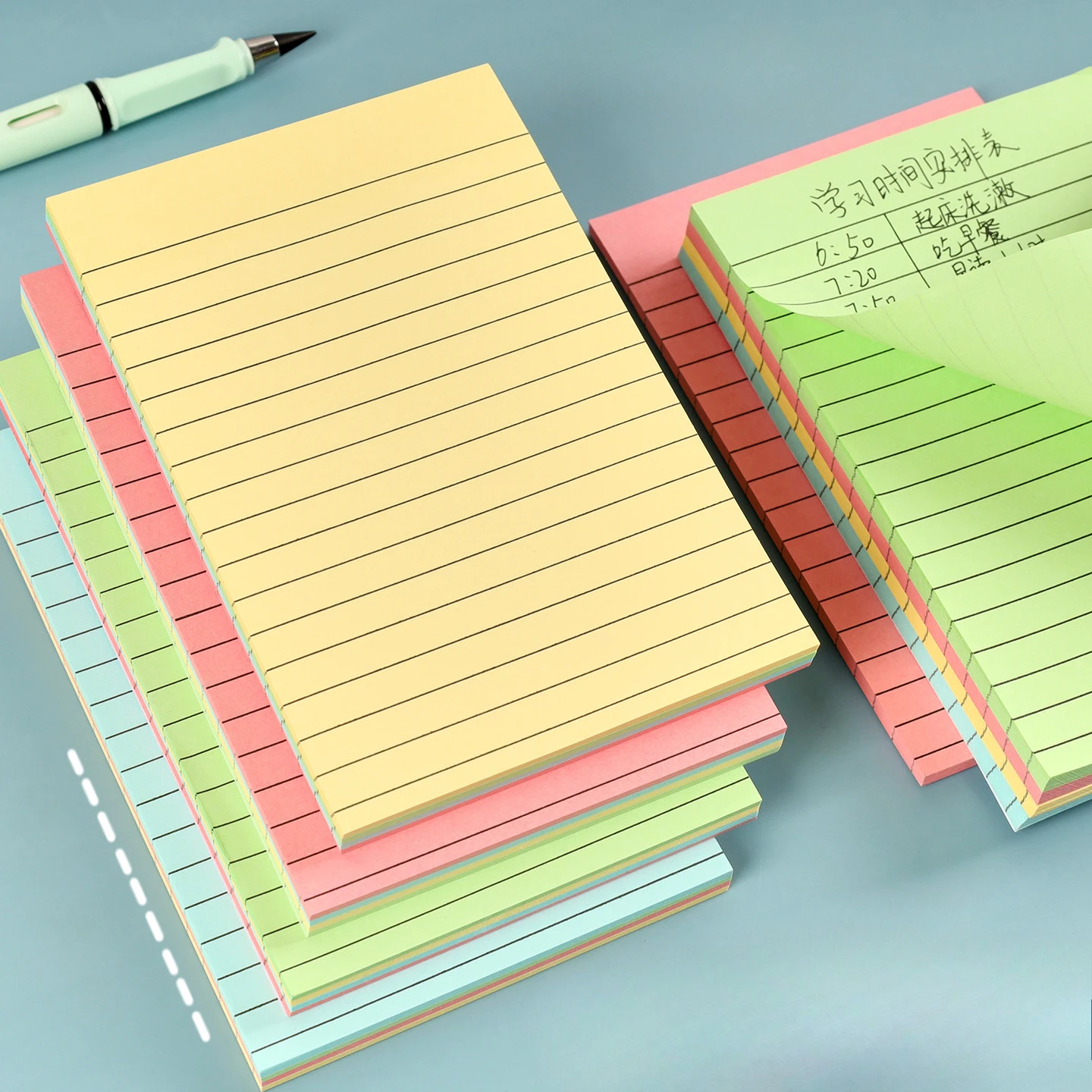 A Copy One Hundred Pages Self-Stick Lined Notes, Colorful Portable Memo Pads for Office, Home, School, Easy To Apply Notepad