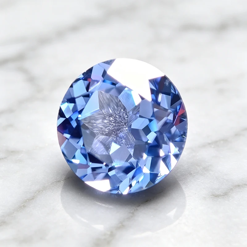 Hochwertiger Labor-Saphir in Runder Form, Kornblumenblau, Edelstein für DIY-Ringe, Halsketten und Ohrringe, mit Wählbarem Zertifikat – Detail 3
