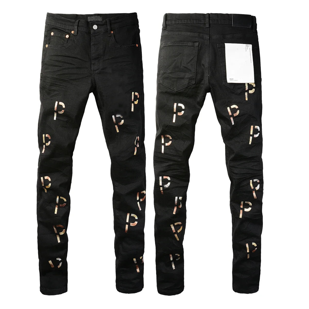 

Streetwear Jeans Men Fashion top quality Stamped Letter Repair Low Rise Skinny Denim brands pants 28-40 size