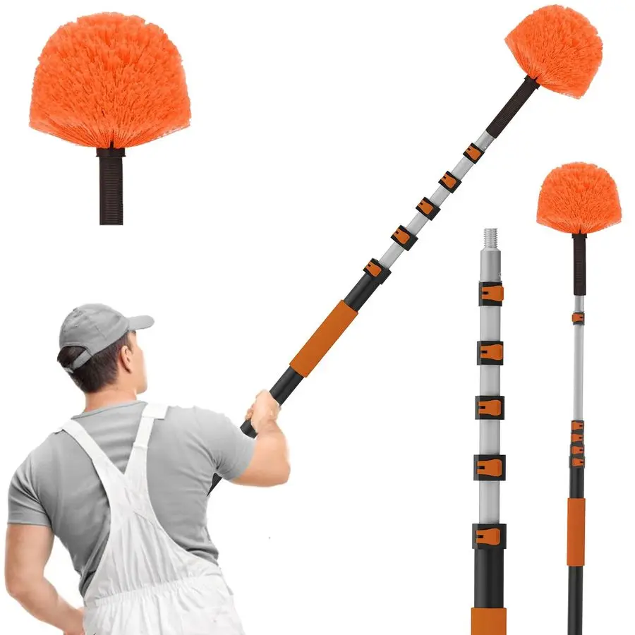 

Reach Cobweb Duster with Extension Pole, High Ceiling Long Duster with 524FT Telescoping Pole, Spider Web Brush for Indoor Outdo
