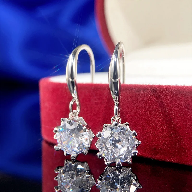 Huitan Fashion Versatile Female Dangle Earrings Luxury Solitaire Cubic Zirconia Earrings Daily Wear Elegant Women's Ear Jewelry