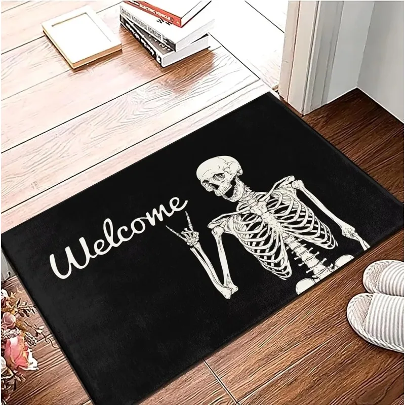 

Halloween Skull Welcome Entrance Doormat Home Decoraions Carpet for Living Room Kitchen Non-slip Doormat Bathroom Foot Pad