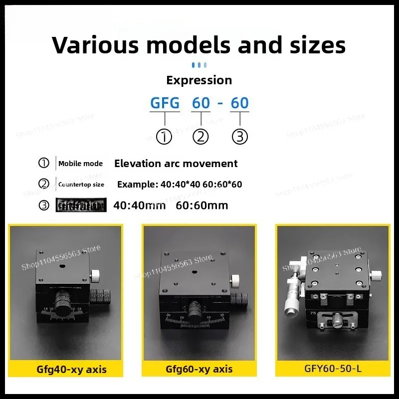 X Axis XY Axis  40mm GFWG40 GFG40 Sliding Table Manual Radian Angle Table Goniometer Swing Table Measurement Displacement Radian
