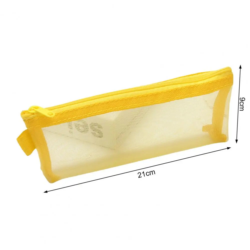 Grande capacidade transparente caneta saco, visível malha papelaria malote, material escolar para estudantes