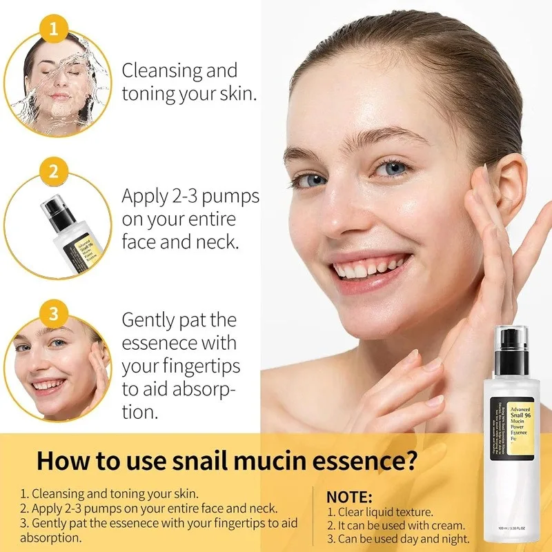 مصل الحلزون المخاطي 96% للوجه يرطب ويغذي البشرة