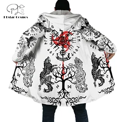 Nordic Mythology Warrior Odin Fenrir Wolf Tattoo Harajuku 3DPrint Streetwear Windbreaker Winter Overcoat Hoodies Cloak Fleece X2