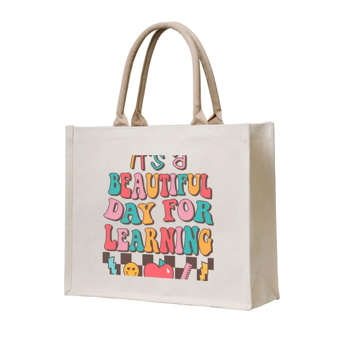 

it's a beautiful day for learning retro teacher funny shirt Tote Bag sac pour femme tote bag custom eco pack ecological bags