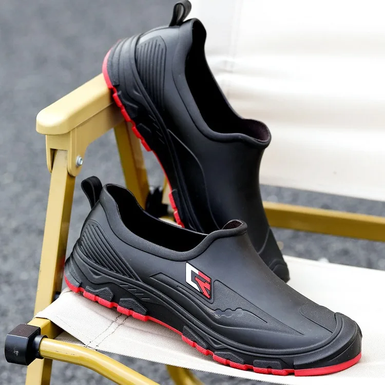 Men's Rain Boots Waterproof Non-Slip Fishing Traveling Kitchen Chef Oil Resistant Slip-Resistant for Delivery Riders Going ou...