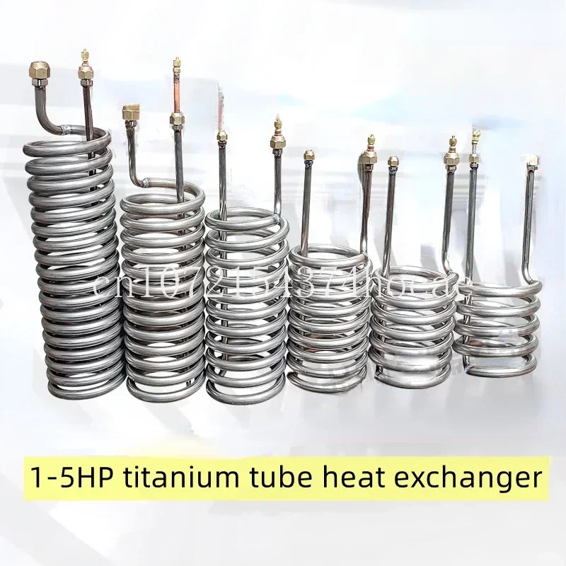 

Titanium tube evaporator, straight titanium tube heat exchanger. 1-5HP chiller seafood fresh water fish tank heat exchanger.