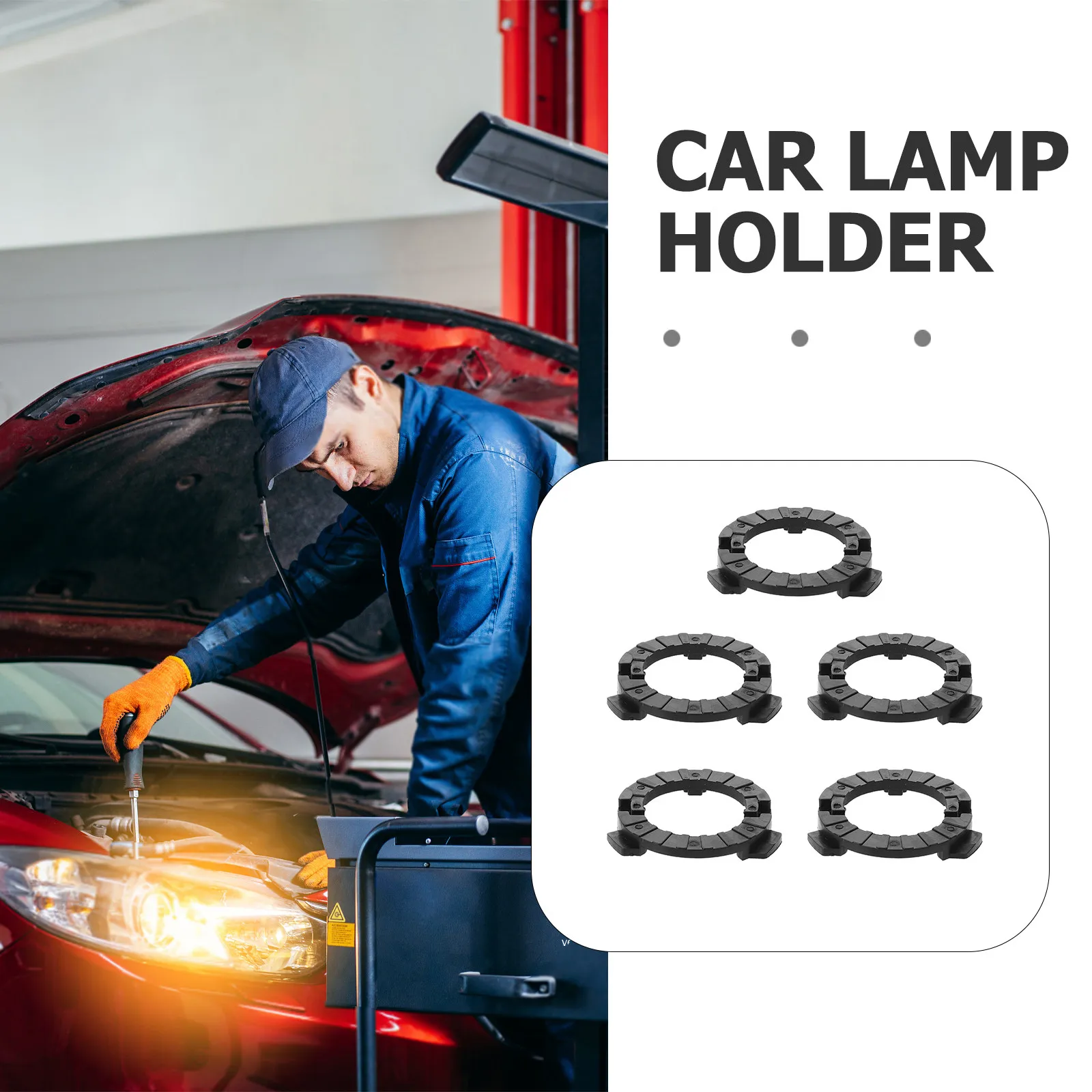 5Pcs Plastic Euro Standard Vehicle Headlight Bulb Retainer Clip Ring Car Headlamp Bulb Base Adapter Replacement