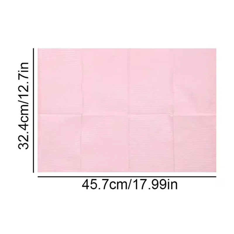 Hoogwaardig wegwerp 3-laags opvouwbaar nageltip kunsttafelkleedkussen - salonpraktijk en thuisgebruik, roze met witte geribbelde randen,