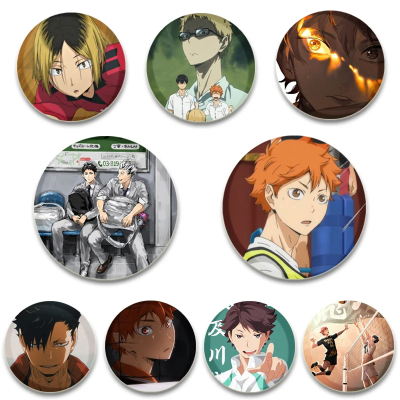 Japanese Anime Tsukishima Kei/Kageyama Tobio/Kozume Kenma/Hinata Shouyou Pins Figures Badge Handmade Brooches for Clothes Decor