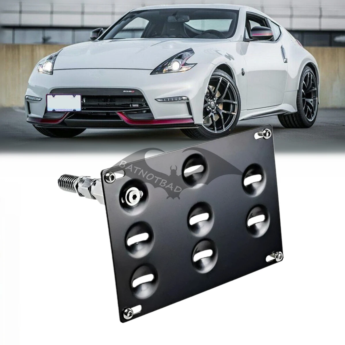 

Drill-Free Front Tow Hook License Plate Mount Bracket for Nissan 370Z 09-18 Z34 GTR R35 Sentra for Infiniti G37 04-17 Q50 Q60