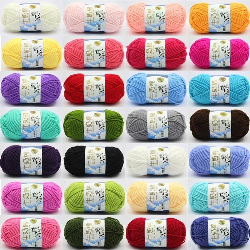 50g / zestaw Mleczna przędza bawełniana Dobra jakość Ręcznie robiona nić do robienia na drutach Miękkie ciepłe nici bawełniane DIY Wełna dziecięca do ręcznego robienia na drutach Przędza szydełkowa