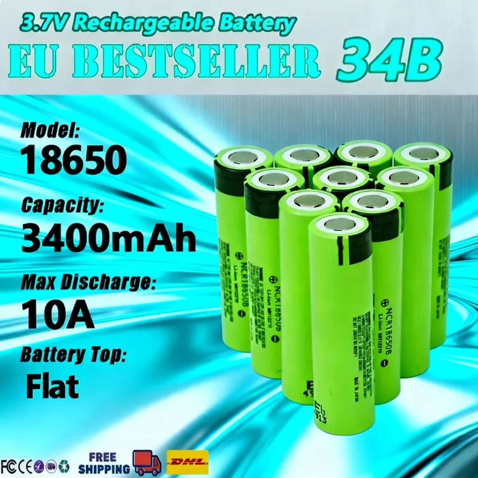 NCR18650B 3,7 V 3400 mAh 18650 100% nieuwe en originele oplaadbare batterij met puntige kop voor zaklamp, draagbare ventilator en scheerapparaat - afbeelding 2