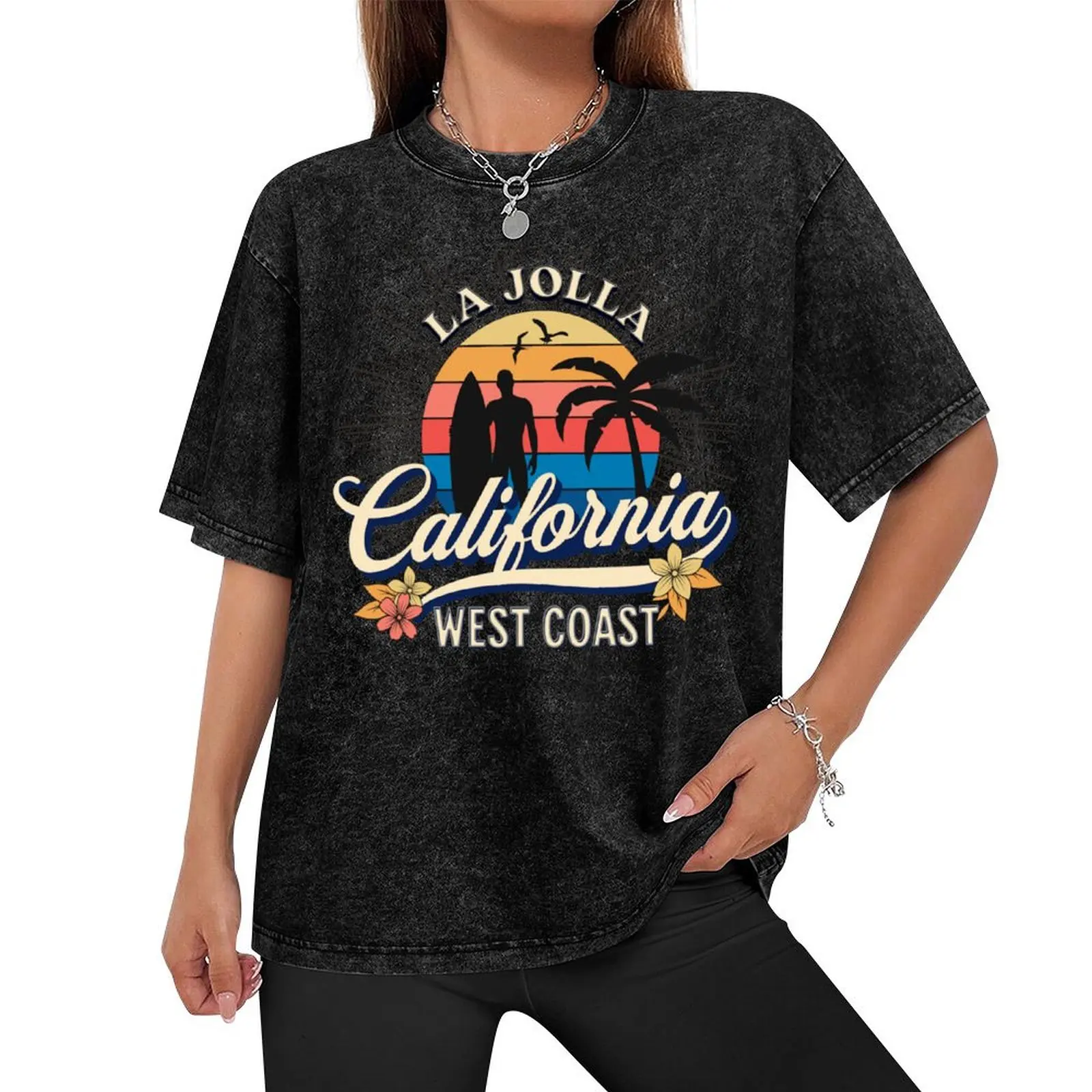 San Diego Surf Spots La Jolla California Surfing T-Shirt oversized graphic tee man clothes t shirt men