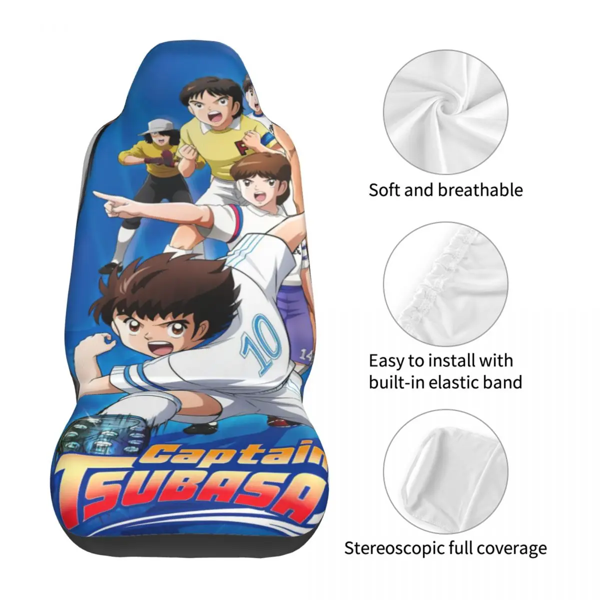 Captain Tsubasa Car Seat Cover Custom Printing Universal Front Protector Accessories Cushion Set