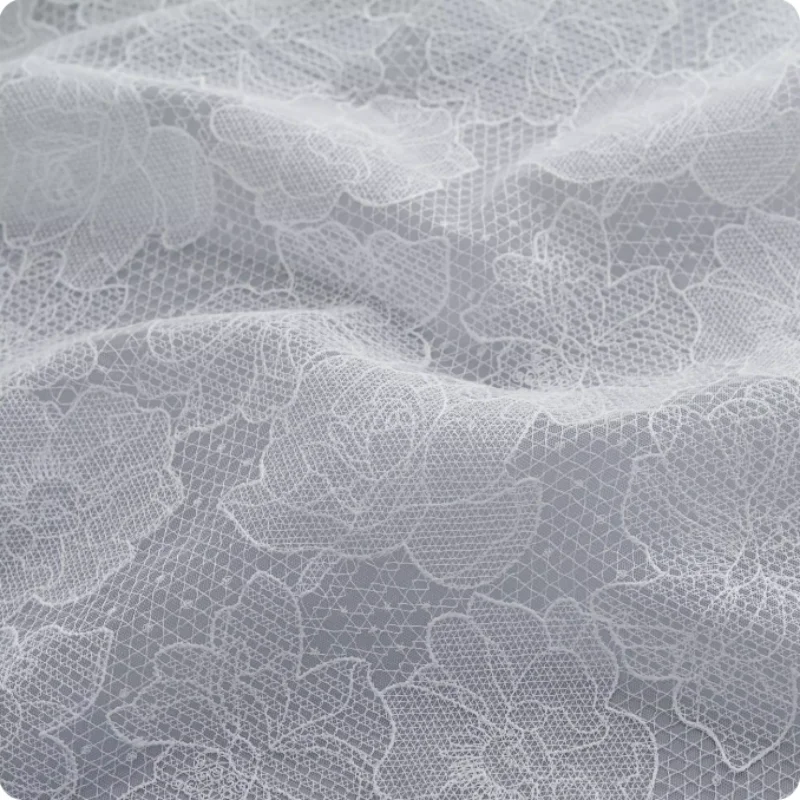 

Polyester silk hollowed-out embroidered lace fabric for women's dresses, wedding gowns and evening gowns diy fabric