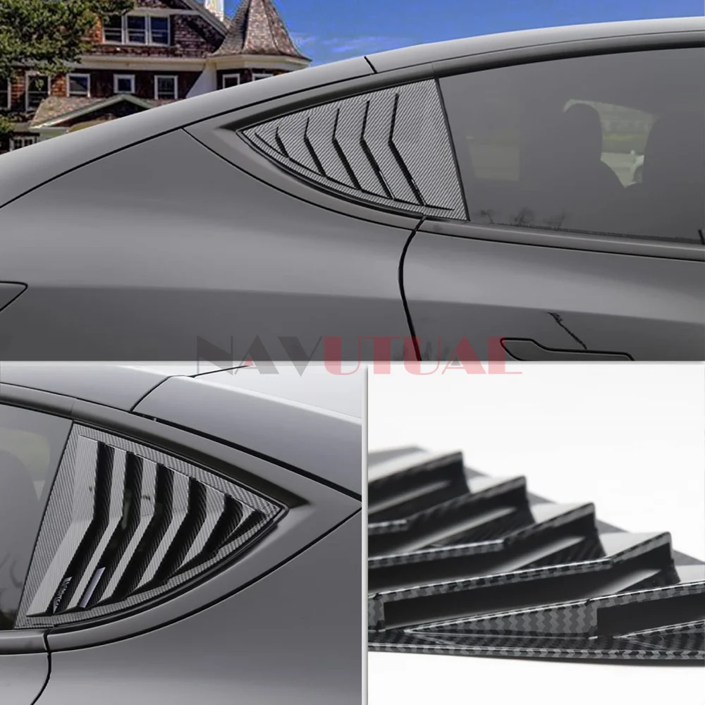 For Tesla Model 3 Y Rear Side Window Louvers Air Vent Window Scoop Louvers Covers ABS Sun Rain Shade Vent Sport Style Cool Dec