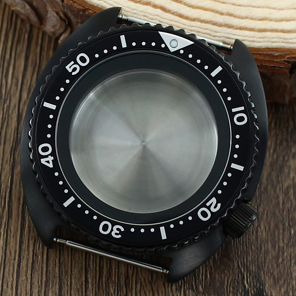 

Watch Modify Parts Black Watch Case 45mm Sapphire Glass For Seiko NH35 NH36 4R36 Mod Big Abalone 120 Clicks parts Turtle King