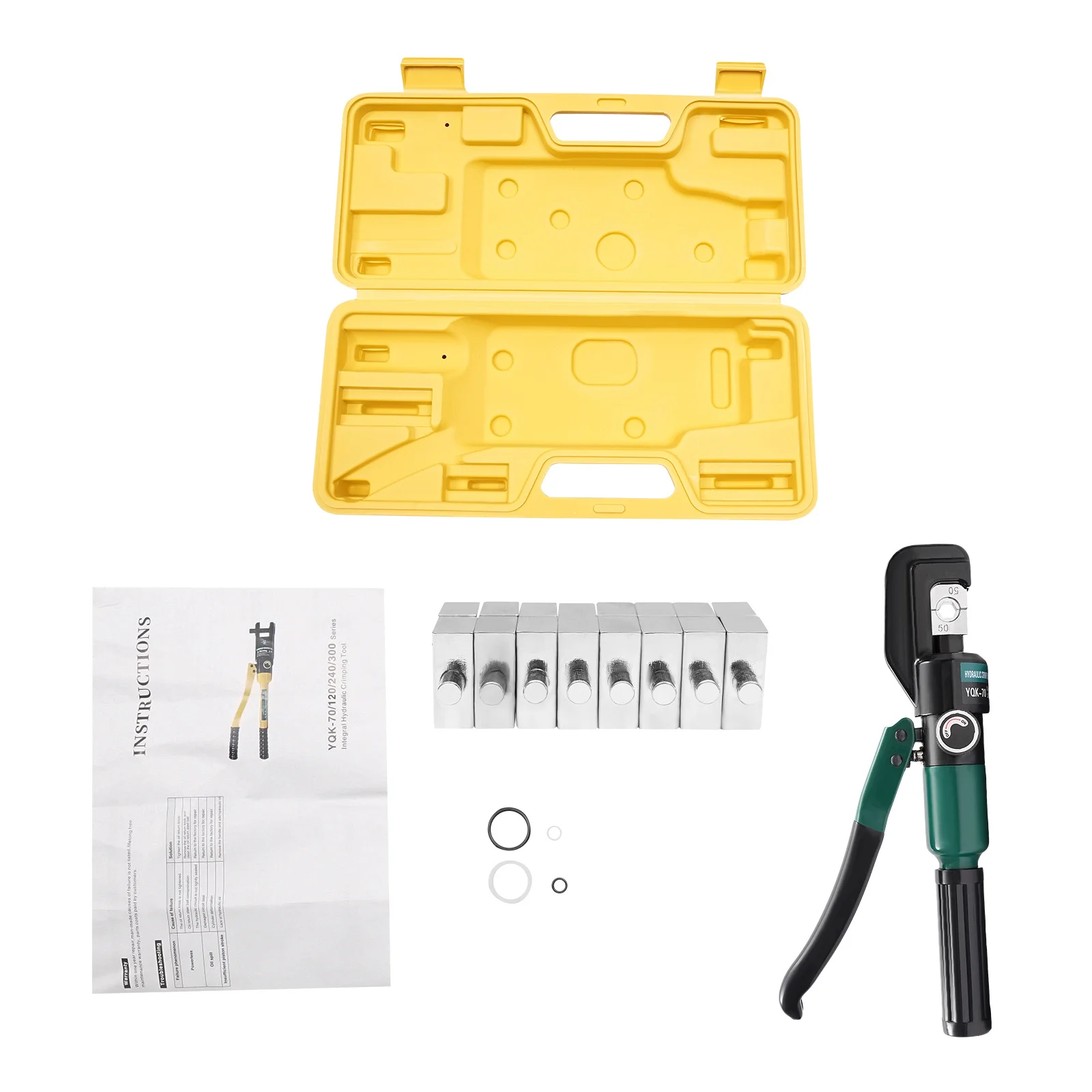 Hand Operated Hydraulic Crimper with 8 Pairs of Dies, Hydraulic Crimping Tool with Box