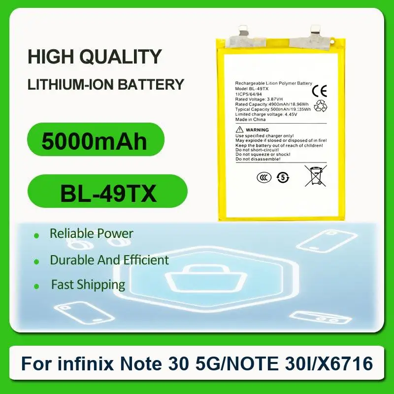 Battery For infinix / X692/NOTE 8/X683/HOT 10/X682B/NOTE 8i note 12i X6819,Note 12pro 5G,Hot 8 9 Hot8 Hot9 11 X663 12 30
