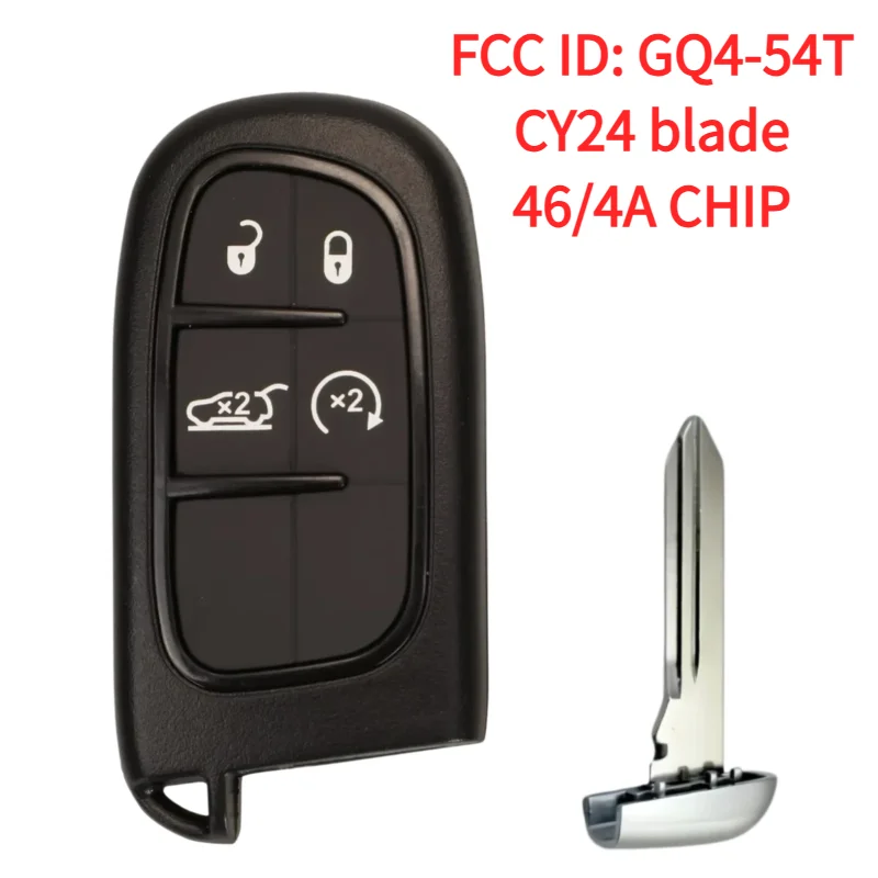 4 Buttons Remote Car Key FCC ID: GQ4-54T ASK433.92MHz PCF7953M 46 chip/4A chip CY24 blade For Chrysler/Jeep/Dodge/RAM