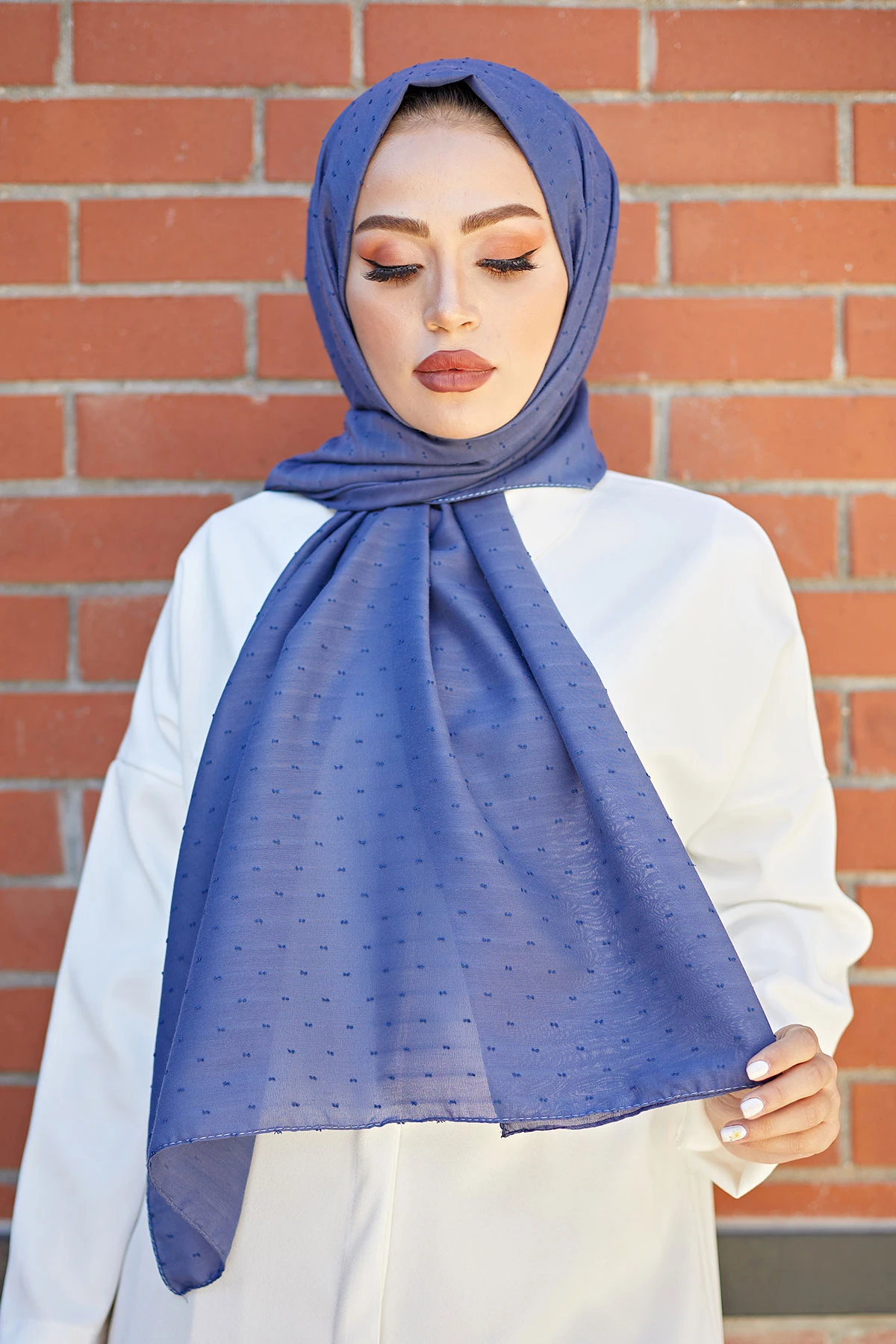 Pıtpıt Shawl-Indigo Winter Autumn 2021 Muslim Women Hijab headscarf Islamic Turkey